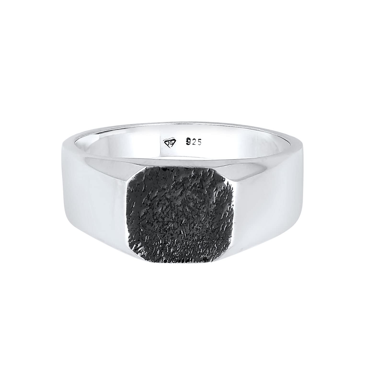 Kuzzoi Siegelring Herrenring 11 mm quadratisch matt oxidiert 925 Silber | Klassischer Herren Silberring breit Band Ring für Männer in der Ringgröße 60 - 66