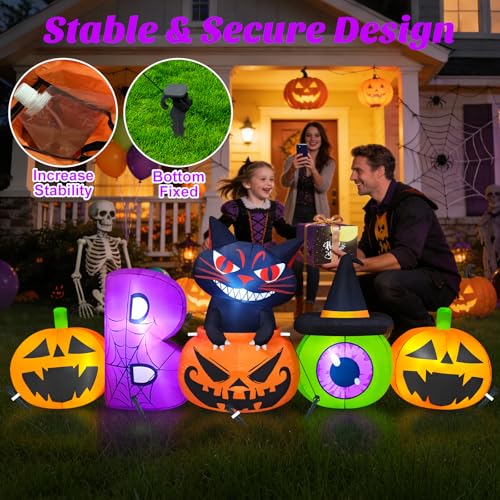 Image of Danxilu 8FT Halloween Inflatable Pumpkin with Black Cat Outdoor Decorations