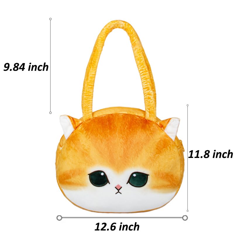 Cute cat shoulder bag, plush handbag, cat big face bag, cat gift for women2