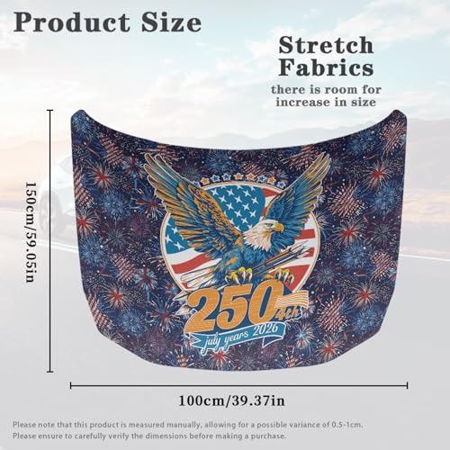 Image of Hood Cover Protector for Car,Stretchable Auto Hood Wrap Blankets,USA 250th Birthday Print Waterproof Automotive Accessories for SUV Sedans Trucks (59x39 inches)