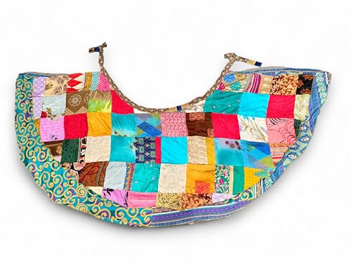 Mango Gifts Old Silk Sari Vintage Patchwork Wraparound Magic Skirt Bohemian Gypsy Fashion Beach Dress Multicolour Hippy Boho Fashion Wear Pair 2 Pieces2