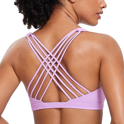 Image of CRZ YOGA Naked Feeling Strappy Sports Bras for Women - Criss Cross Back Wireless Padded Cami Yoga Workout Top