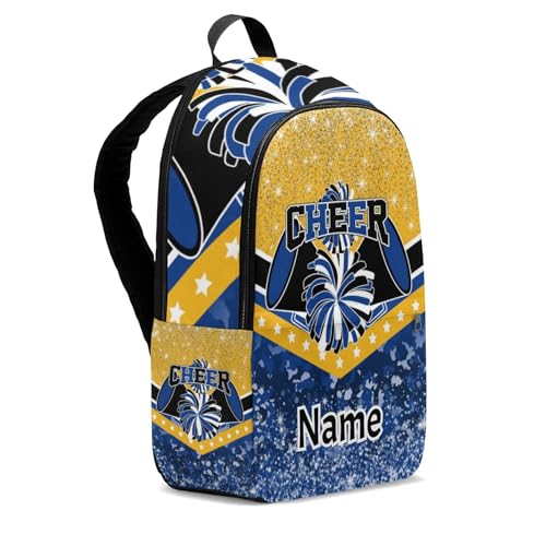 Blue Gold Cheer Cheerleader Backpack Casual Travel Daypack for Men Women Gif2