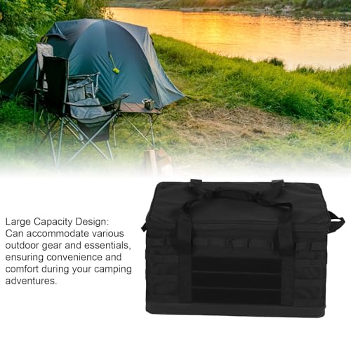 XHTLLO 60L Camping Storage Bag with Removable Dividers, Waterproof Black Storage Bag for Camping Cookware, Anti-Slip Design Travel-Friendly Camping Gear Storage Bag2