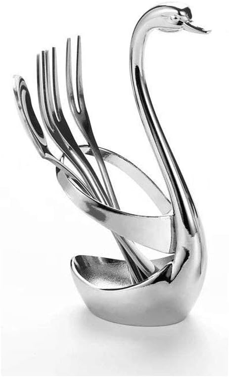 Cutlery Racks GKONGU Swan Zinc Alloy Rack with 3 Pieces Coffee Spoons,3 Pieces Friut Forks