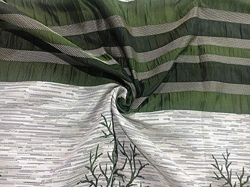 Image of HOME UTSAV 1 Piece Jute Blackout Semi Sheer Heavy Jacquard Tree Curtains for Door 7 Feet, Green
