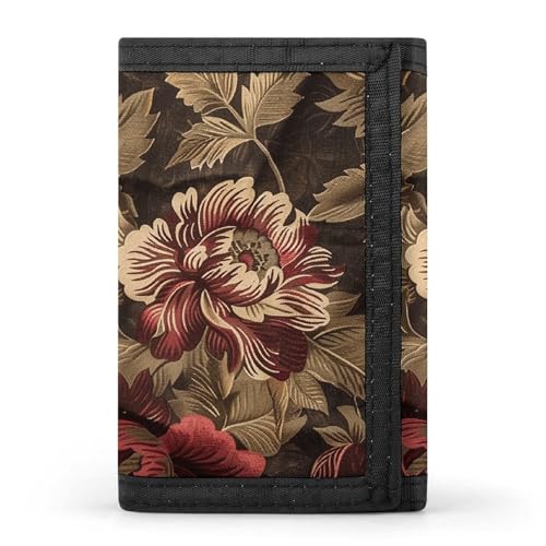 Burgundy And Brown Trifold Wallet, Card Cases And Money Oganizer Thin Stylish Mini Coin Bag with Zipper Coin Pocket Credit for Men And Women