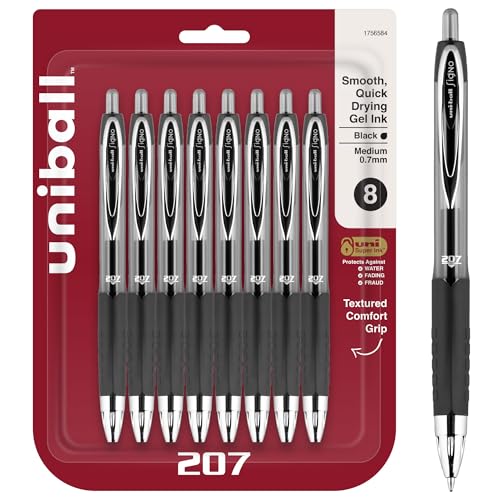 Stylos d'encre Uni-ball pointe moyenne 8 pack noir pour le bureau et les cours