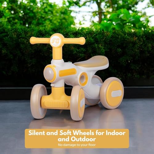 Image of Little Glide Ride on Balance Bike for 1-3 Years| Musical Ride-On Toy with LED Lights | Safe, Sturdy & Fun Indoor Toy| Suitable for Boys & Girls | Weight Capacity Up to 20Kgs(KB-065-Yellow)