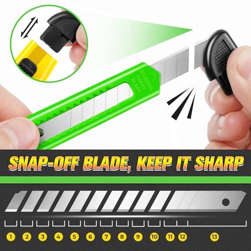 Image of 56 Pack Utility Knife Retractable Box Cutters, 9mm Wide Snap Off Blade Cutter, Compact Utility Knives Box Knife, Extended Use for Office, Craft, Razor Knife, Paper Knife