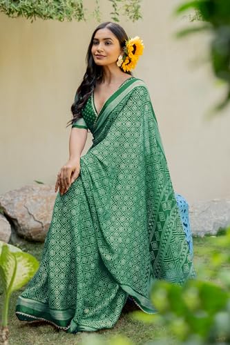 Image of MIRCHI FASHION Women Saree Leheriya Print Chiffon | Lightweight Traditional Sari for Farewell and Wedding Ceremonies with Unstitched Blouse Piece