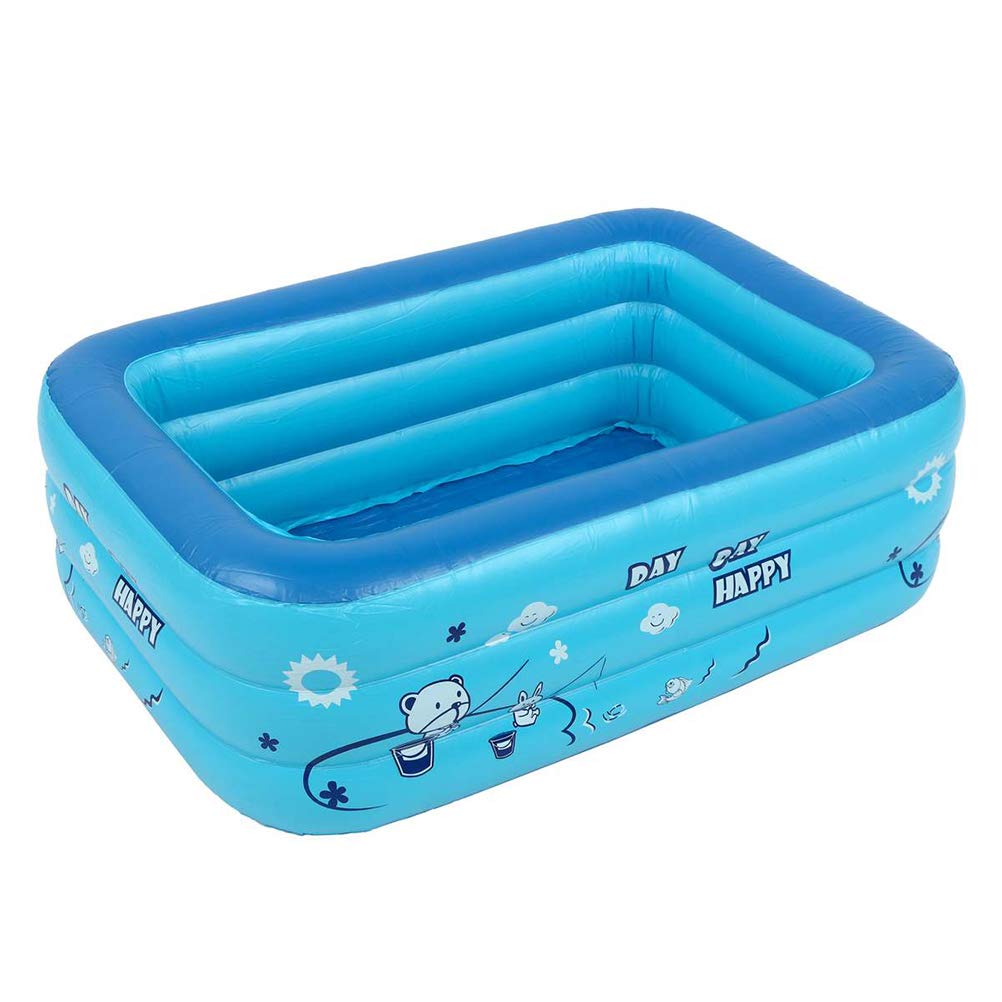 SIXRUN Piscina Rectangular Inflable para Niños de 120/130 Cm, Piscina Infantil de PVC Duradera para Uso Doméstico del bebé, Ideal para Nadar y Jugar (Blue)