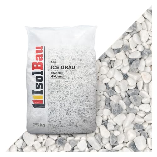 Isolbau - Gravier décoratif 25 kg - Gravier de marbre 4-8 mm - Pierres décoratives pour jardin, tapis de pierre, gravier pour aquarium, gravier décoratif, pierres...