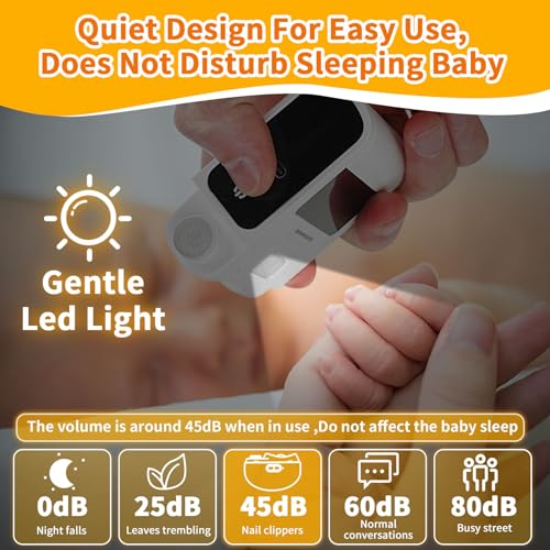 Electric Nail Clipper, Electric Baby Nail Clipper with LED Light and Nail Clip Storage, USB Rechargeable Safety Fingernail Trimmer for Baby, Kids, Seniors