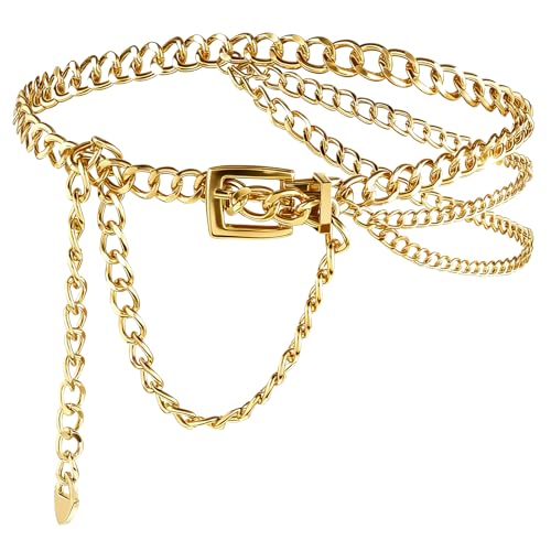 Gold Waist Chain Belt for Women Adjustable Gold Chain Belts Multilayer Stylish Metal Body Belly for Girls Dresses Jeans Skirts Trousers