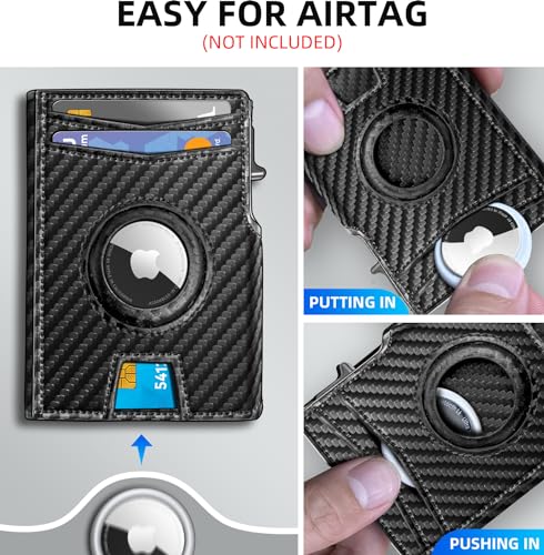Airtag Wallet for Men,with Money Clip 10 Cards Metal Case Smart Slim Pop Up Credit Card Holder Flip with Magnetic Closure RFID Blocking Wallet with Gift Box4