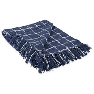 DII Transitional Checked Plaid Woven Throw 50×60 French Blue