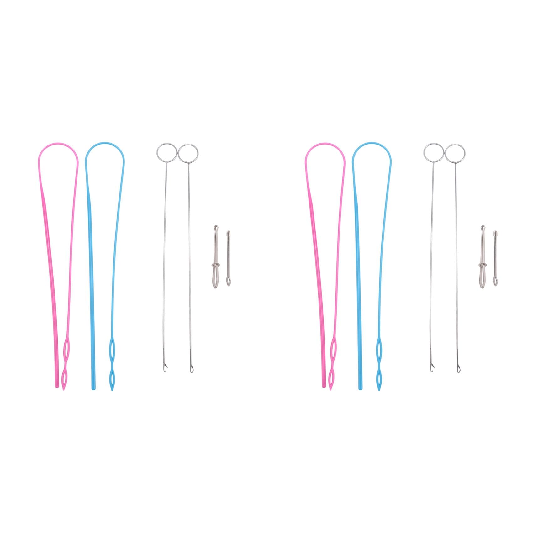 Hndhbfgrt 12 Pieces Sewing Loop Kit, Loop Turner Hook Flexible Drawstring Threader Metal Tweezers Long Loop Turner Tool with