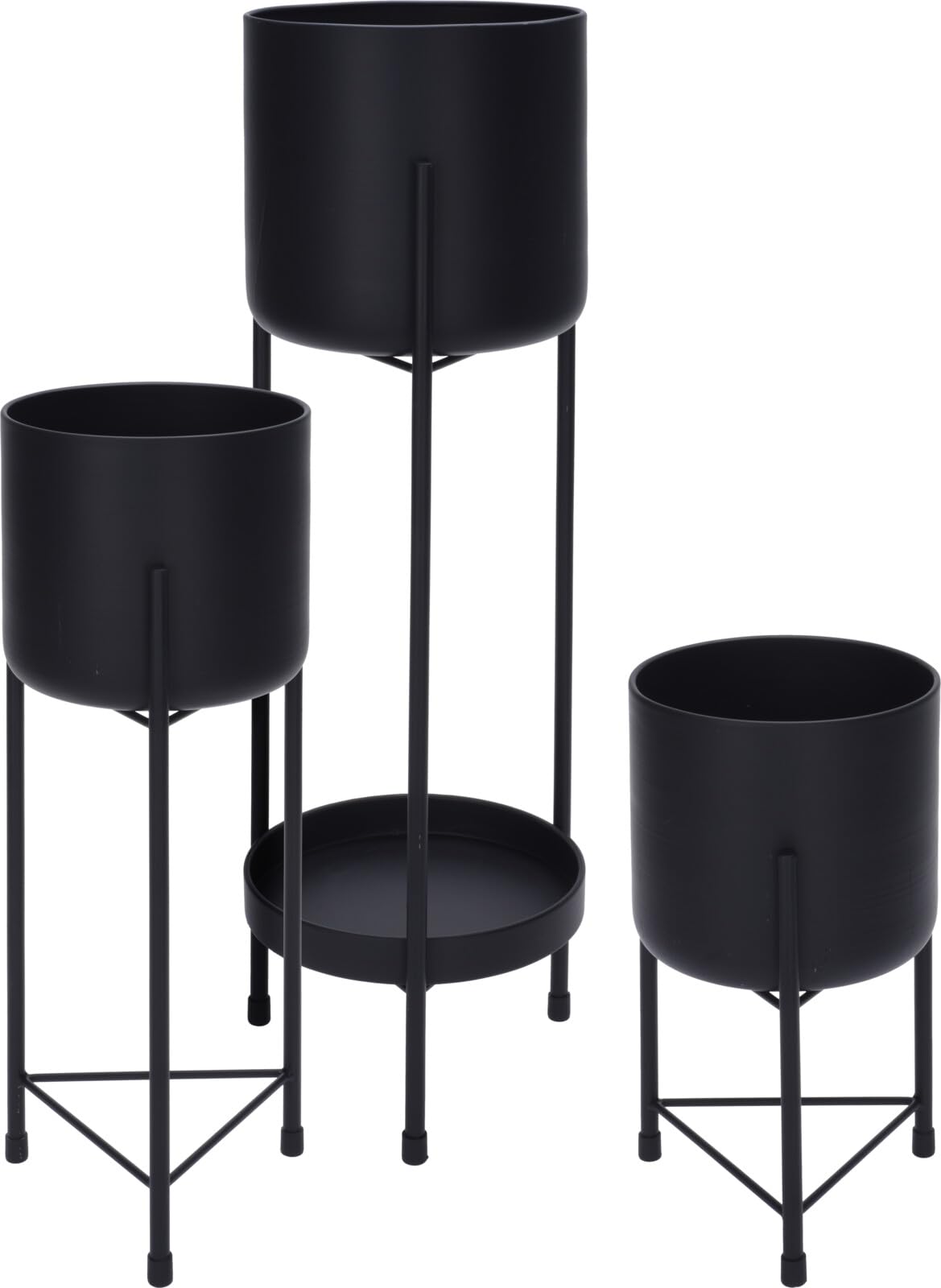 Muddy Hands Set of 3 Black Metal Plant Pot Stand Indoor Home Outdoor Garden Decorative Flower Planter Holder Shelf Display