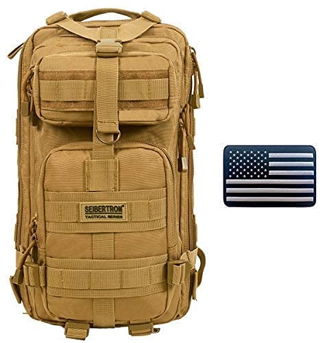 Seibertron Backpack 27L Khaki and Reflective US Flag