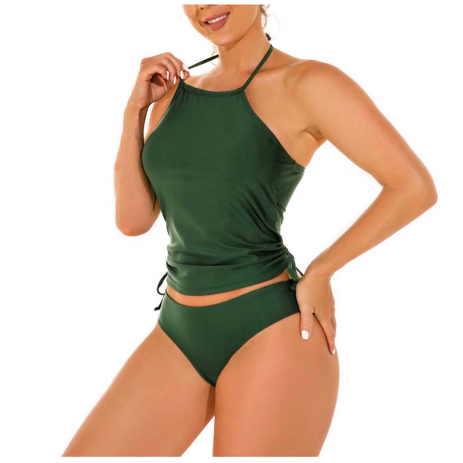 CoolsterWomen's Split Sexy Backless Solid Color with Chest Pad Without Steel Bra Swimsuit