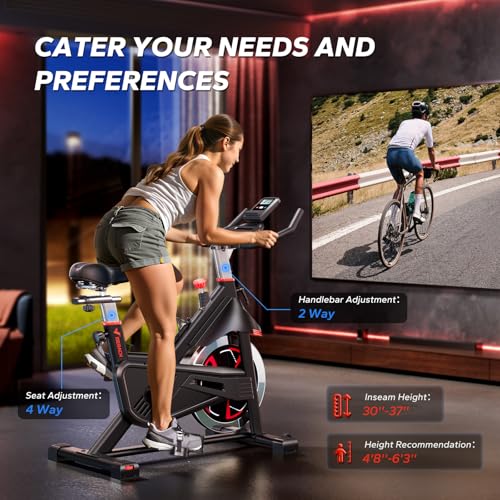 merach magnetic exercise bike indoor cycling bike with self-developed app 350 lbs weight capacity amp 40 lbs flywheel stationary bike for home gym fitness