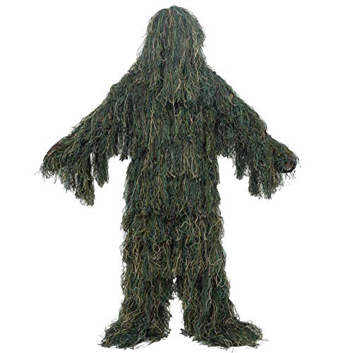 Dongjiang Ghillie Suit, 3D Camouflage Hunting Apparel Including Jacket, Pants, Hood, Rifle Wrap, Carry Bag Suitable