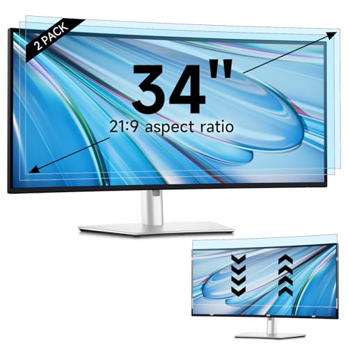 Image of IPROKKO 2 Pack 34 inch Anti-Blue Light Monitor Screen Protector for 21:9 Widescreen, Removable Anti Glare Blue Light Blocking Screen Filter, Anti-UV Eye Protection PC Computer Film [Washable Wipes Clean]