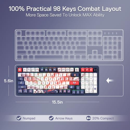 K686 WBG PRO SE Tastiera da Gioco RGB con 98 Tasti, Meccanica Anime a 3 Modalità, Presa Hot-Swap, Controllo Manopola Rotante Speciale, Cuscinetti, US Layout - Tastiera gaming - Immagine 6