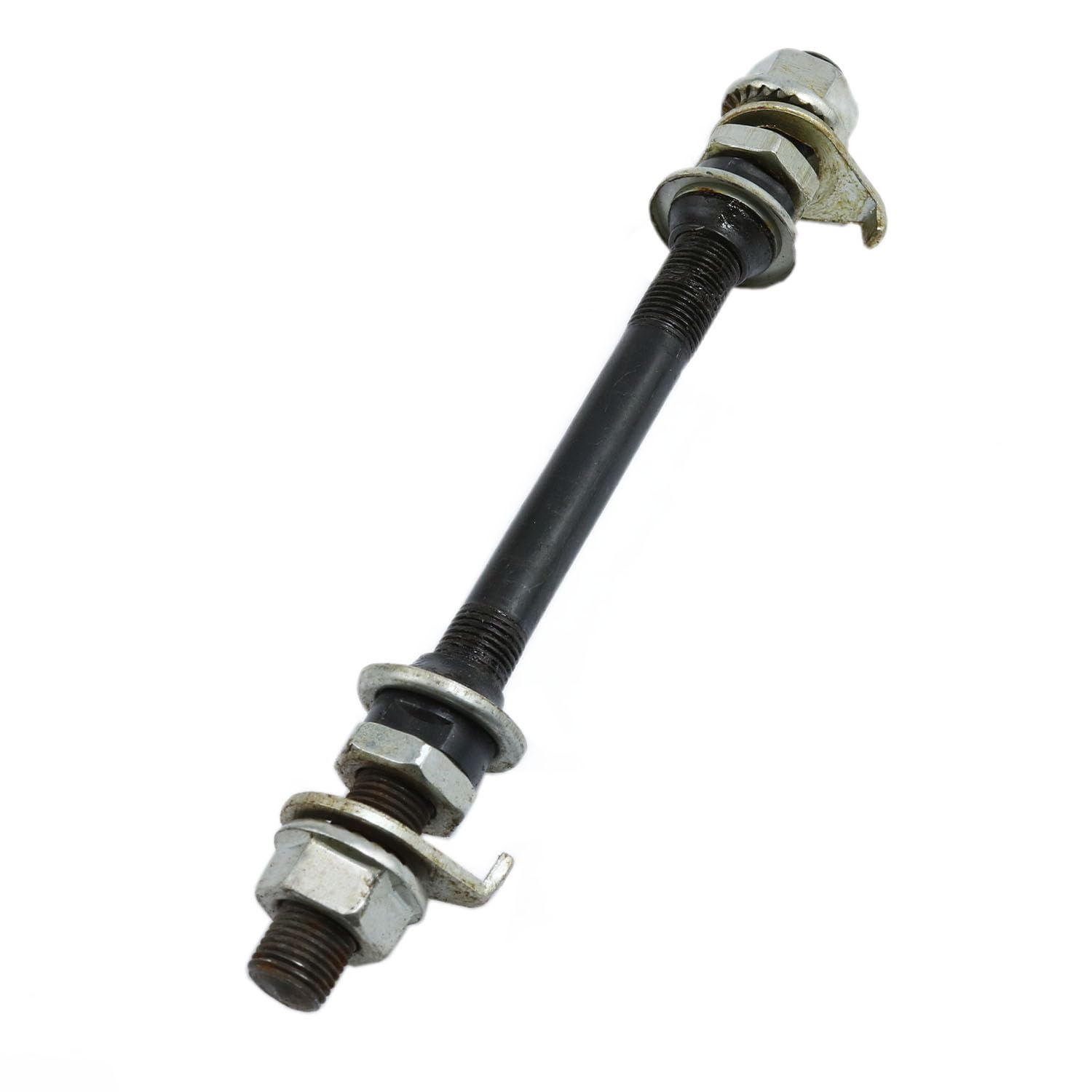 Bike Axle 150mm Bicycle Multiple Speed Front Hub Axle 3/8 Inch Black 26tpi Cone Lock Nut Washer Kit 1PCS