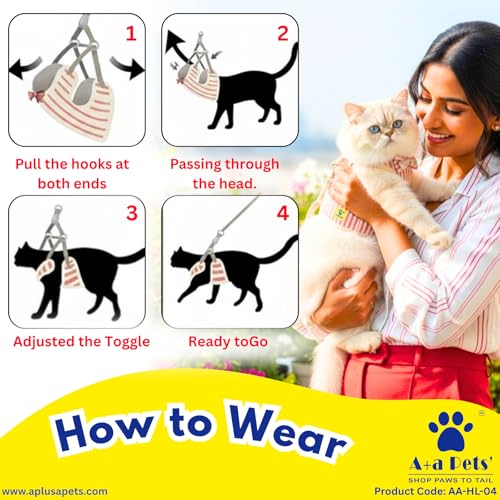 Image of A+a Pets' Cat & Small Dog Harness with Leash Set | Comfortable Vest, Escape-Friendly Combo (Red, M)