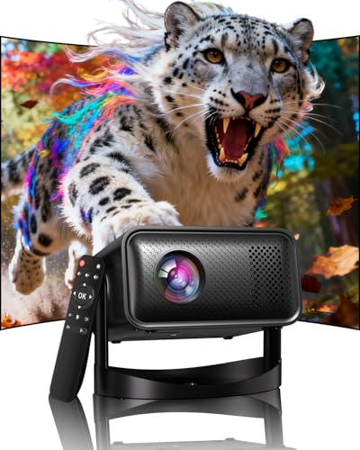 Mini Projector Portable, UCOCARE Smart Proyector Soporte 4K Nativo 1080P, 2.4g/5g WiFi & Bluetooth, E-Enfoque, 50% Zoom, Auto Keystone, 180° Projector para Home Cinema/TV Stick/Teléfono Móvil/PC/PS5