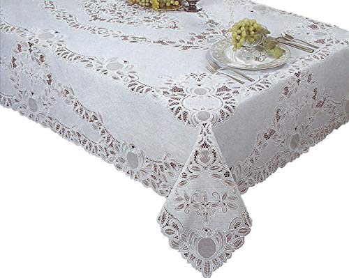 Newbridge Crochet Lace Vinyl Tablecloth 54-Inch by 72-Inch Oblong (Rectangle), White