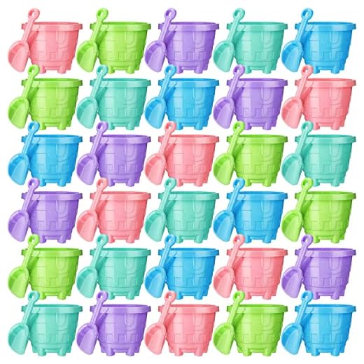 Sosation 60 Pcs Sand Buckets Bulk for Kids Beach Buckets for Kids Sand Buckets and Shovels 5.5 Inch Plastic Beach Pails Sand Toys for Girls Boys Gift Party Favor, 5 Assorted Colors