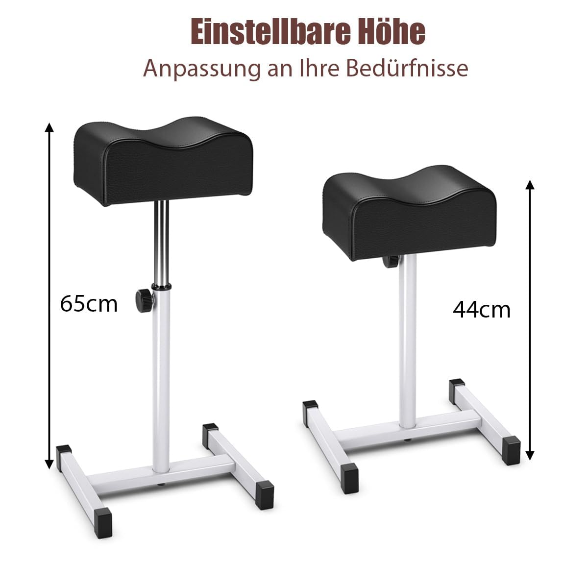 FANTASK Repose-Pieds réglable en Hauteur de 45 à 65 cm, Tabouret de pédicure, pour Soin des Ongles dans Les Salons et spas, Noir