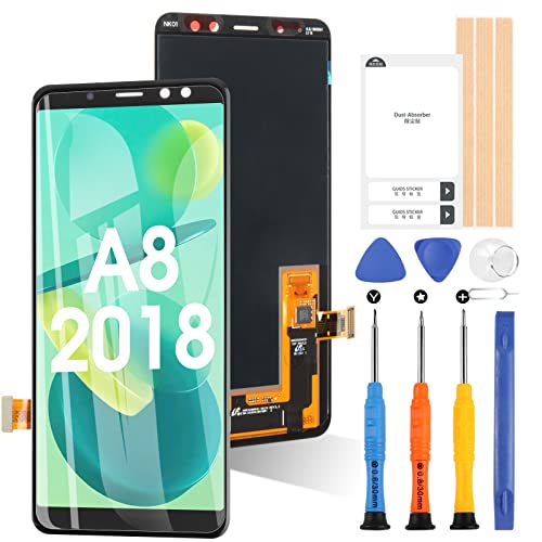 Pantalla OLED LCD Display para Samsung Galaxy A8 2018 A530F A530N A530F/DS LCD Pantalla Táctil Digitalizador Asamblea Vidrio Reemplazo con Herramientas(Negro)