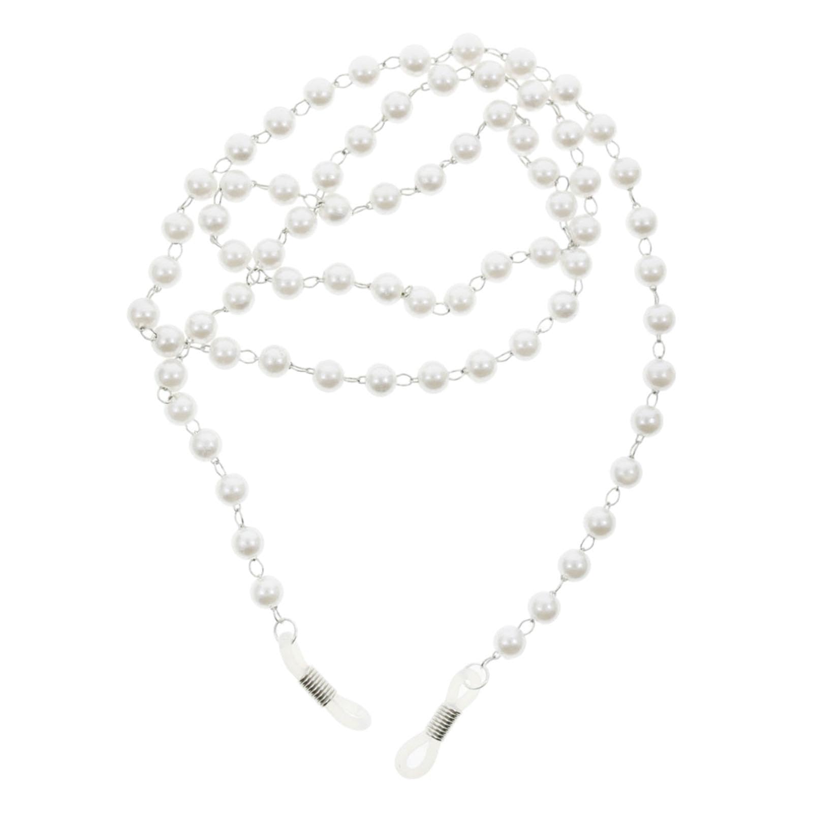 merishopp Glasses Chain Necklace Lanyard Portable Eyewear Holder Beaded Eyeglass Chain White-picture-7
