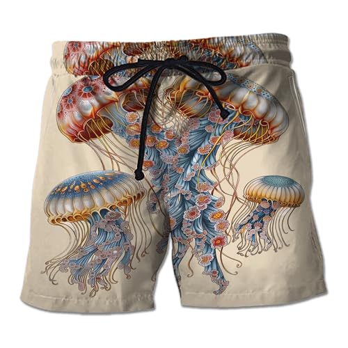 V-DECORPARKS Jellyfish Mens Swim Trunks - Sea Creature Swimming Trunk for Men - Beach Shorts, Mens Swim Shorts 59