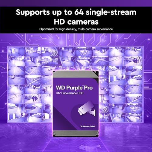Image of Western Digital 12TB WD Purple Pro Surveillance Internal Hard Drive HDD - SATA 6 Gb /s, 512 MB Cache, 3.5 inch - WD122PURP