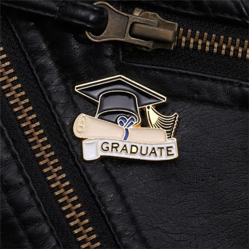 Image of Graduation Cap and Diploma School Graduate Enamel Lapel Pin Graduation Enamel Pin for Student Black Letter Enamel Brooch Pin Button Badge for Jackets Badges Accessories Women Men Gift