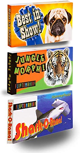 Image of Fliptomania Wild and Wacky Animal Flipbook 3-Pack | Best in Show Dog, Jungle Morph & Shark-O-Rama on Flip Book Paper, Educational Animal Flipbook Set for Boys & Girls