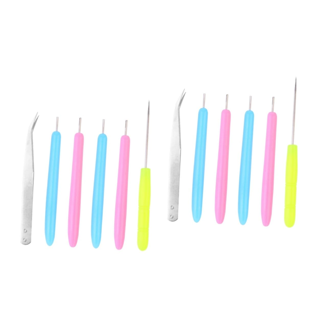 HAWILLOSCH 2sets Quilling Slotted Tools Set Paper Rolling Pen with Needle Quilling Kit for Art Craft 6pcs*2 Random Color
