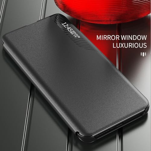 Flip Leather Cover iPhone 16 étui rigide antichoc Clear View