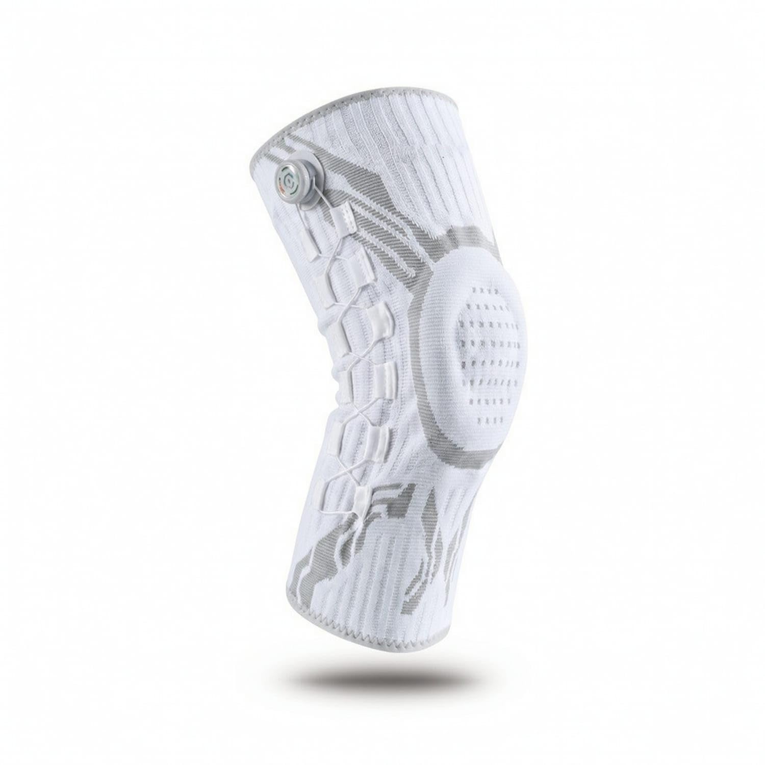 Adjustable Knee Brace with Dial Anti-Slip Knee Sleeve with Spring Support Supportive Elastic for Athletes, Runners, Running, Basketball, Gym, XL, White Right Leg-image-0