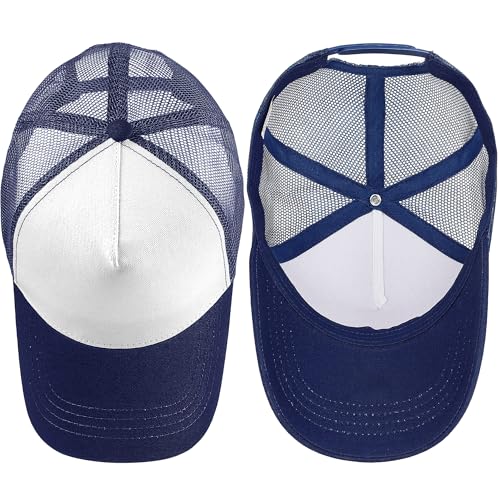 Image of Falari 5-Panel Mesh Baseball Cap, Trucker Hat, Structured Plain Design, Cotton, Adjustable Size