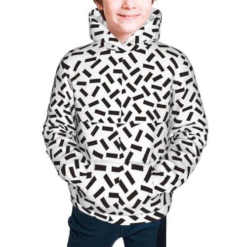 Black Rectangles Kid Hoodies Boys Sweatshirts Girls Pullover with Pocket3