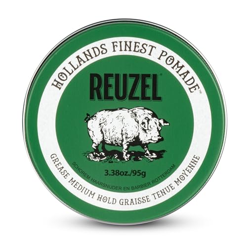 Reuzel Green Grease Ölbasierte Pomade mittlerer Halt mittlerer Glanz Ölpomade für Männer für flexiblen Halt 3 38 oz/95g