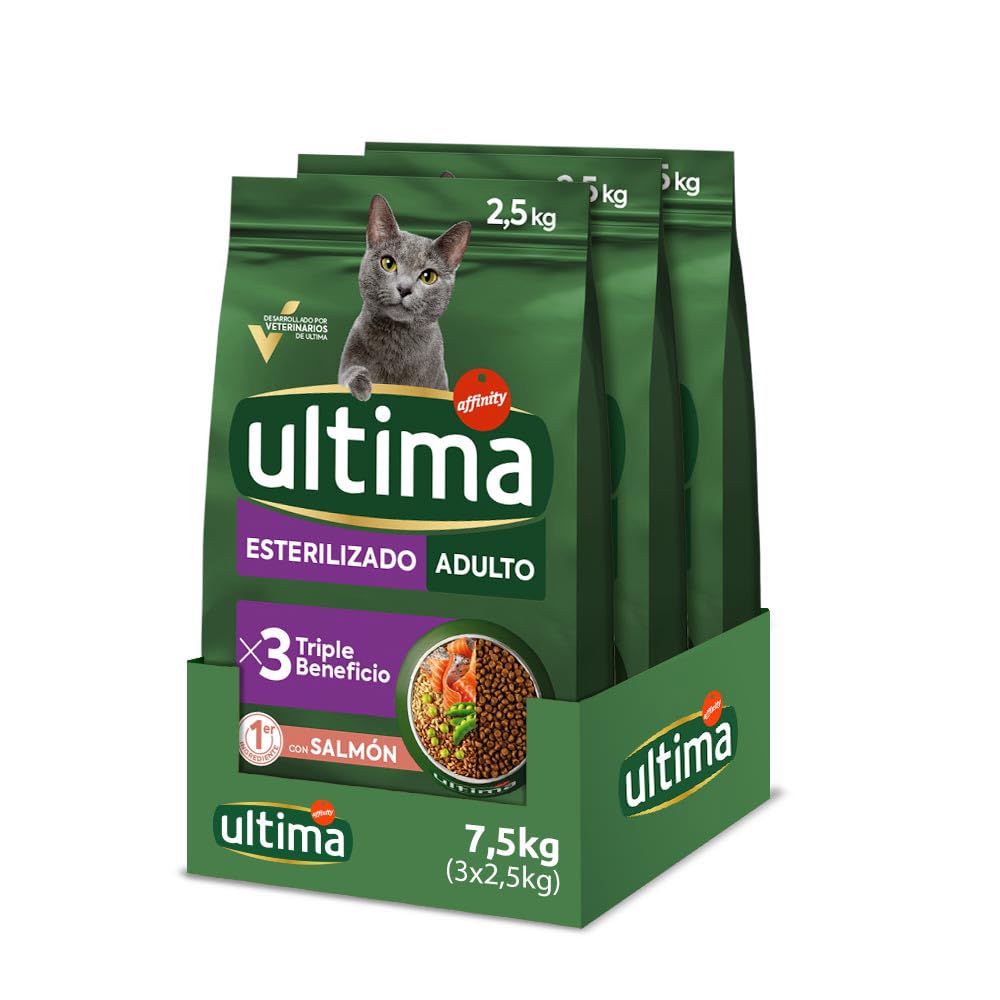 Ultima Karma dla dorosłych kotów sterylizowana łososiem - pudełko 3 x 2,5 kg - łącznie 7,5 kg