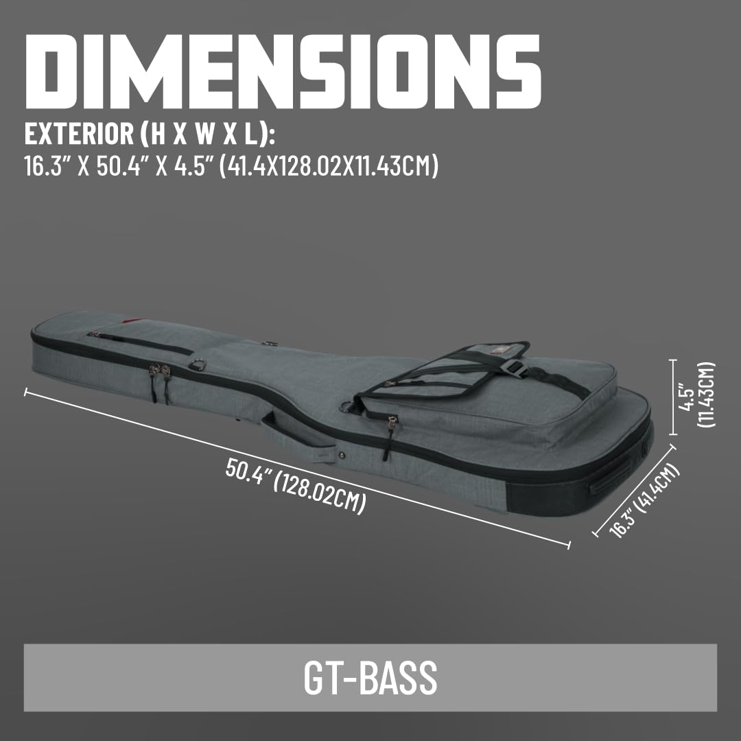 Gator GT-BASS-BLK Transit Bass Guitar Bag, Black