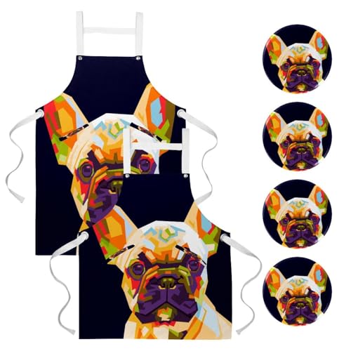 Tablier de serveuse bouledogue français anti-taches pour le nettoyage et bistrot